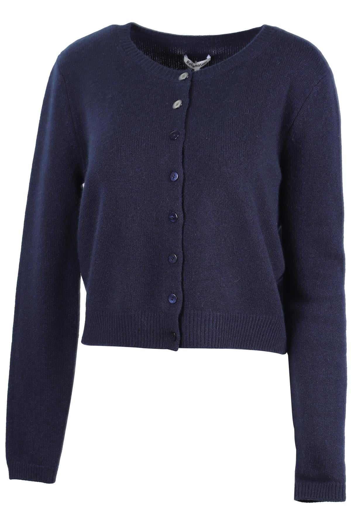REFORMATION NAVY CASHMERE CARDIGAN SMALL