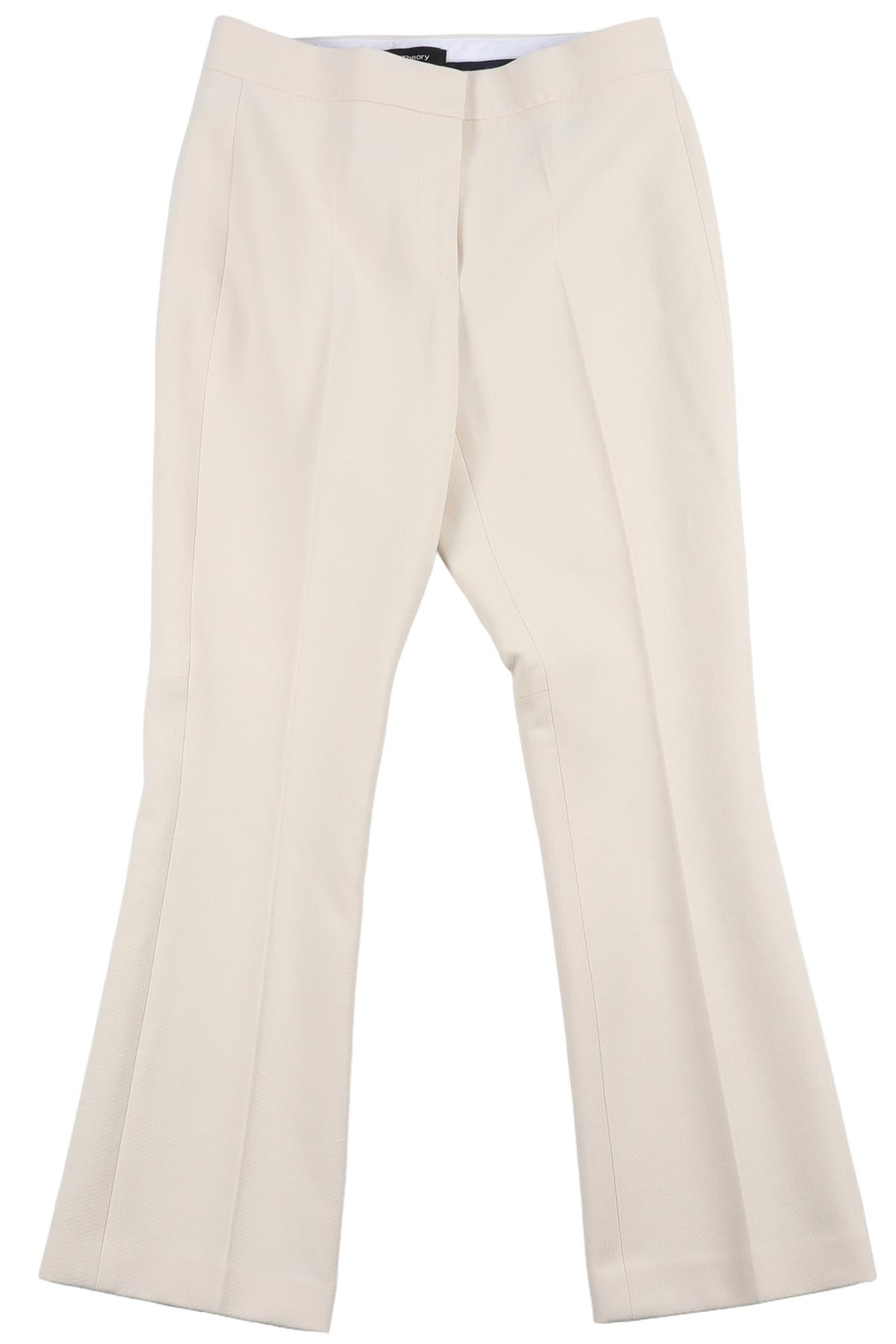 THEORY CREAM WOVEN STRAIGHT LEG TROUSERS US 0 UK 4