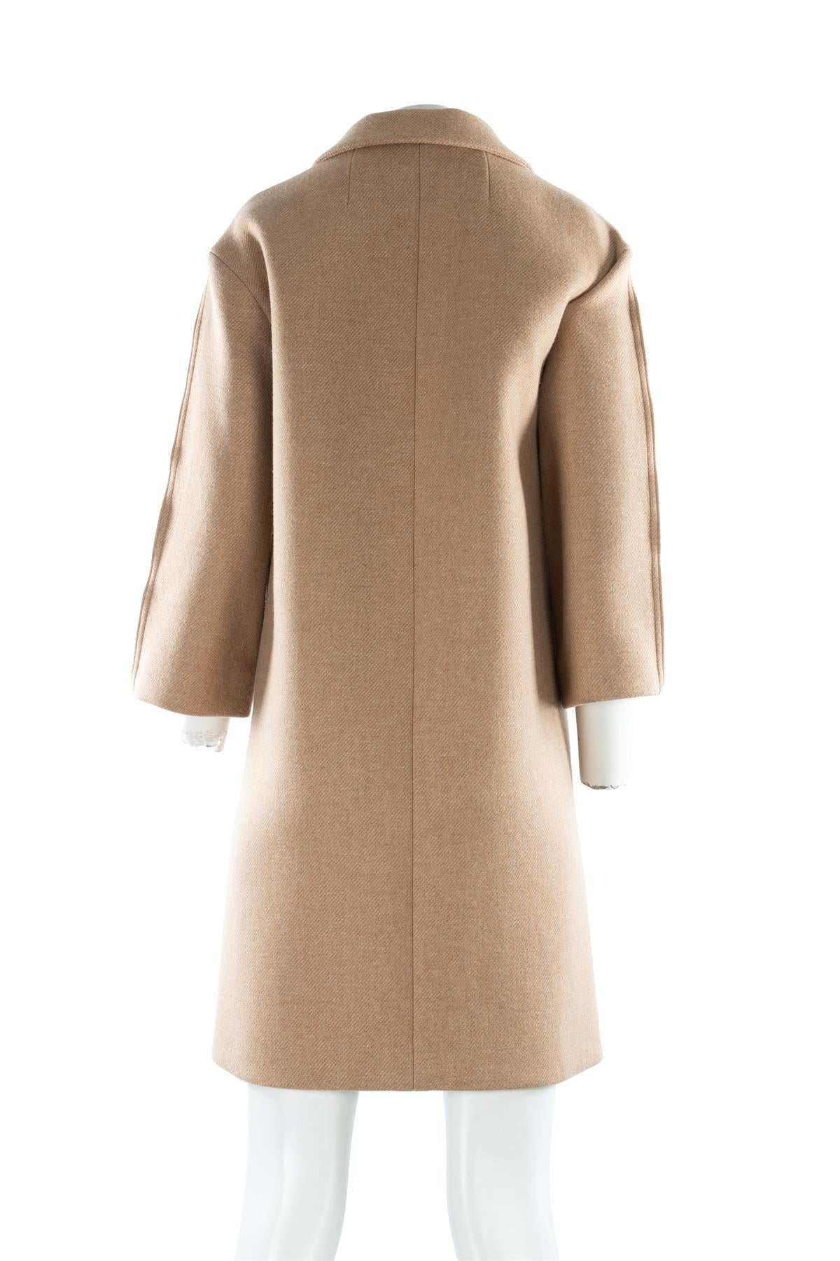 NINA RICCI TAN WOOL COAT FR 36 UK 8