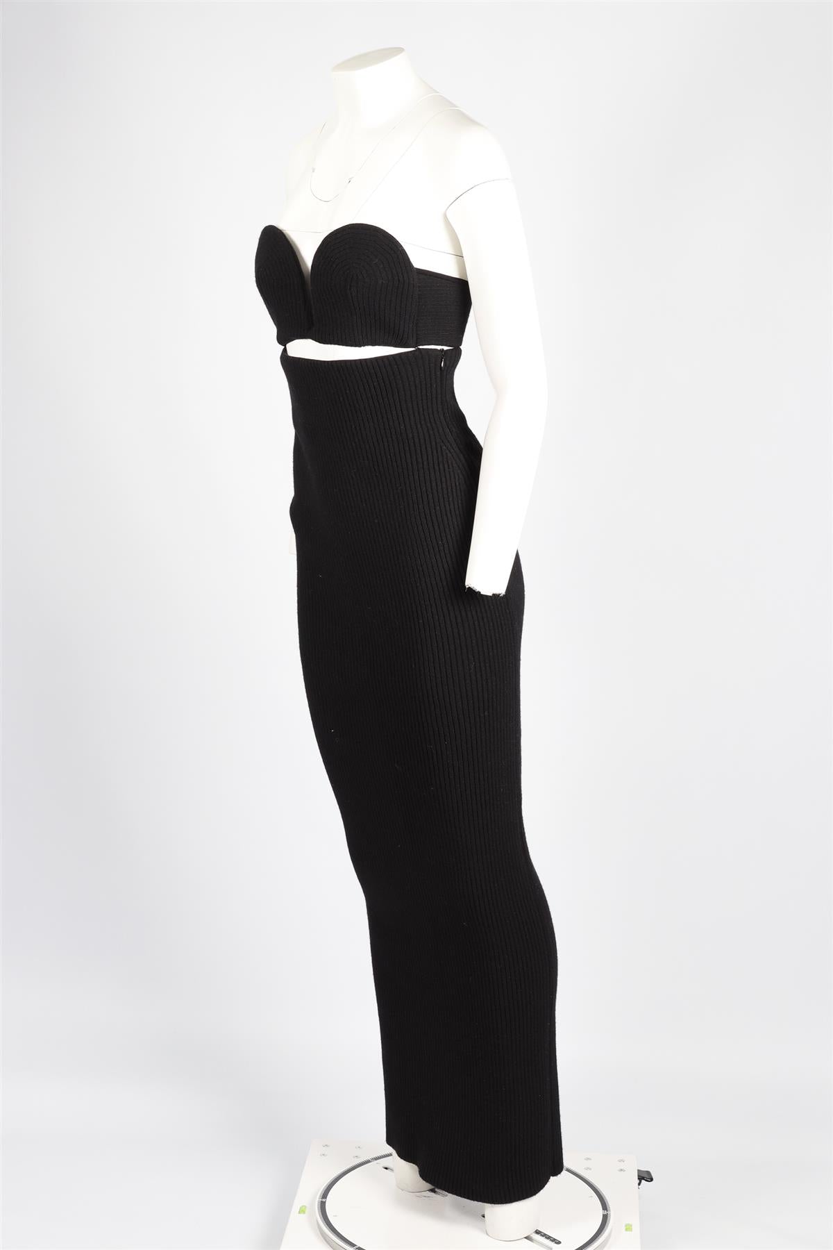 ALAÏA BLACK WOOL MAXI DRESS FR 36 UK 8