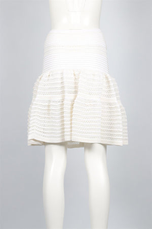 ALAÏA CREAM COTTON BLEND MINI SKIRT XSMALL