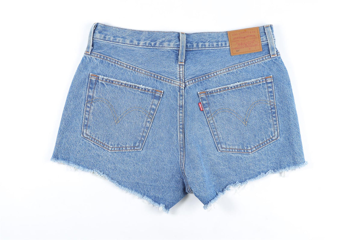 LEVI'S BLUE HIGH RISE DENIM SHORTS W30 UK 12