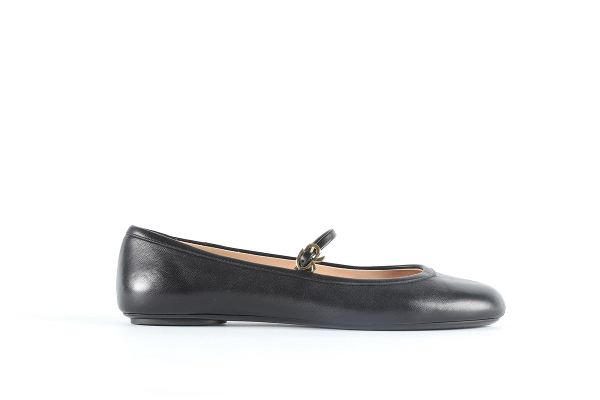 GIANVITO ROSSI BLACK LEATHER BALLET FLATS EU 38 UK 5 US 8