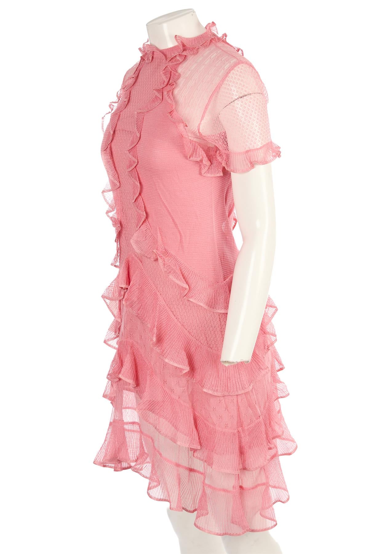 ALEXANDER MCQUEEN PINK SILK MINI DRESS MEDIUM