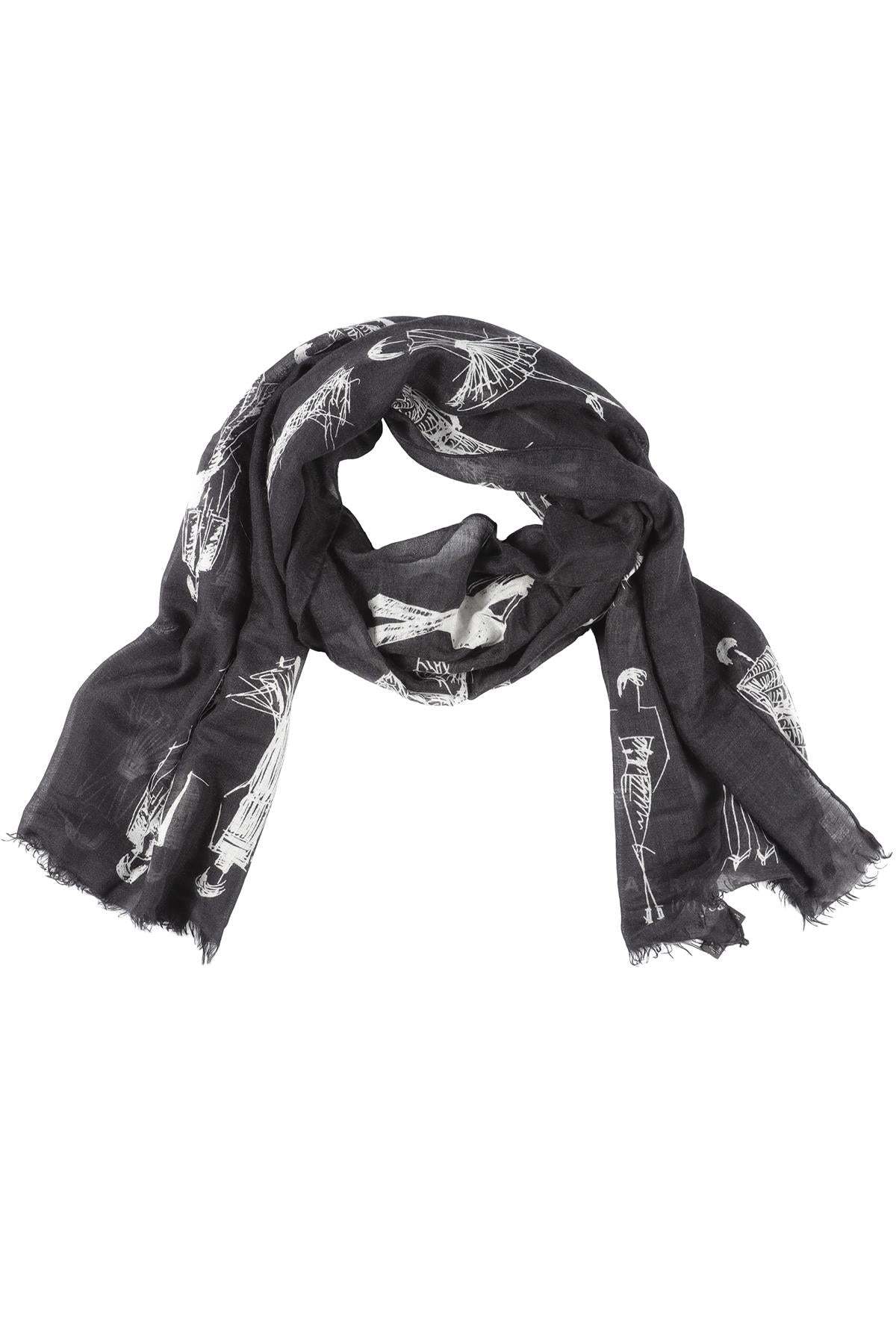 AKRIS BLACK CASHMERE SCARF