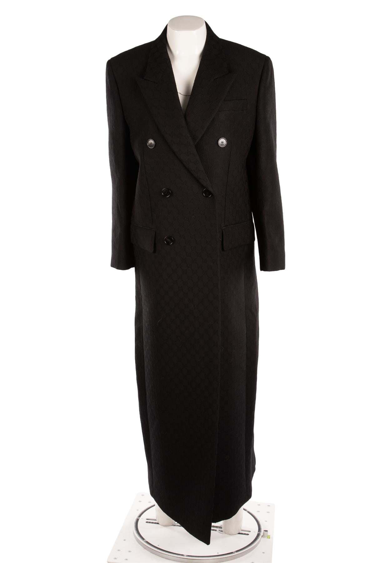 GUCCI BLACK GG WOOL COAT IT 40 UK 8