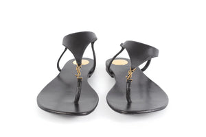 SAINT LAURENT BLACK CASSANDRA LEATHER SANDALS EU 38.5 UK 5.5 US 8.5