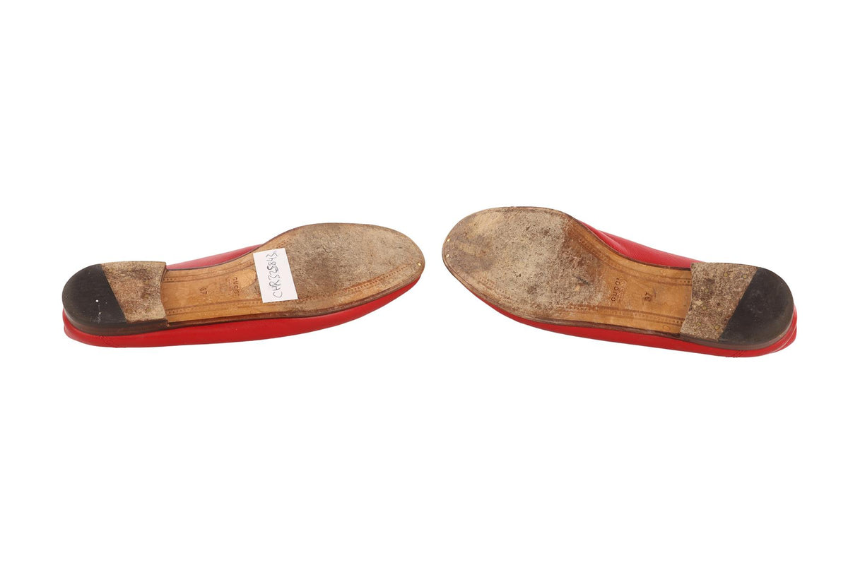 GUCCI RED BRIXTON LEATHER LOAFERS EU 37 UK 4