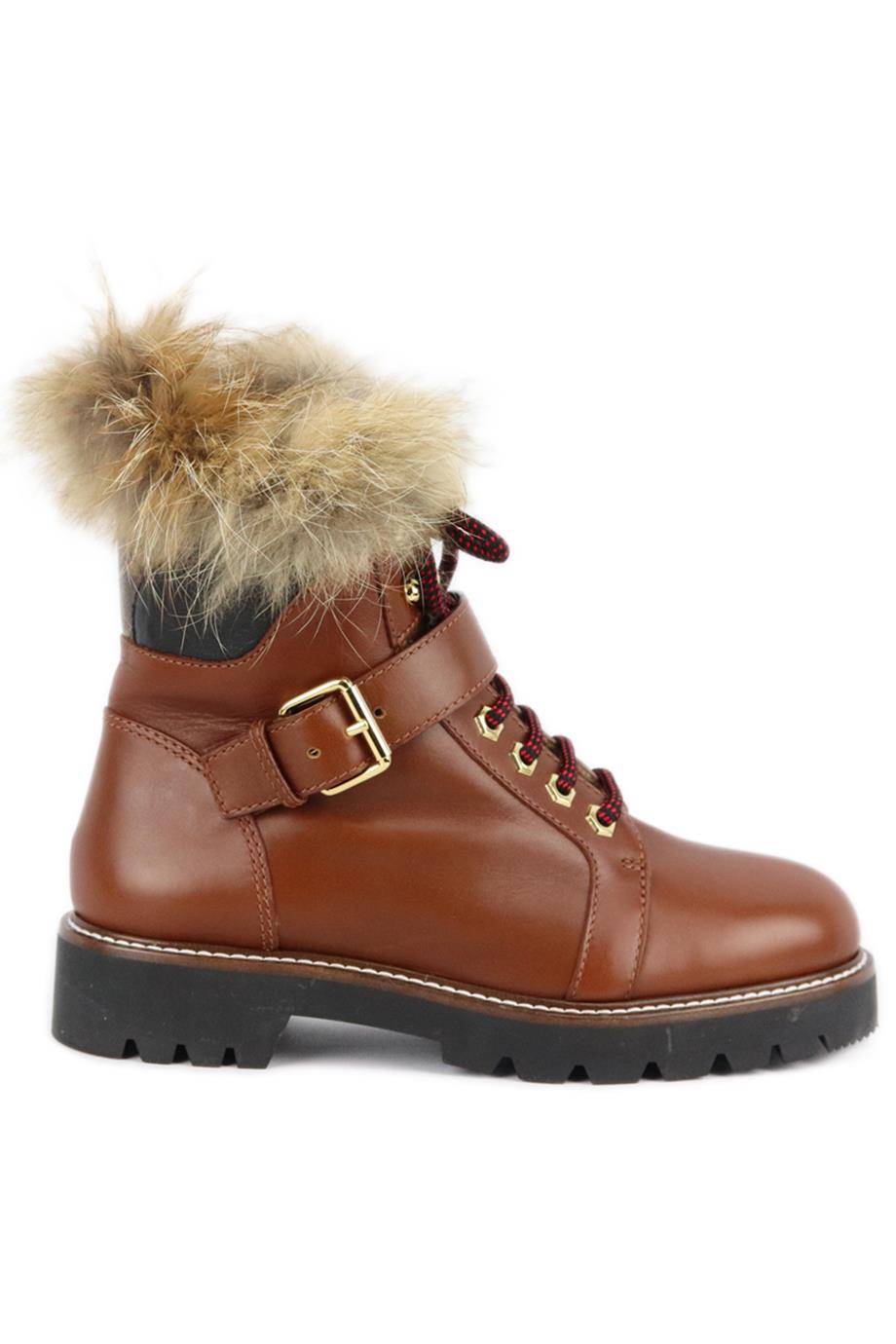 LOUIS VUITTON TERRITORY RANGER FUR TRIMMED LEATHER ANKLE BOOTS EU 38.5 UK 5.5 US 8.5