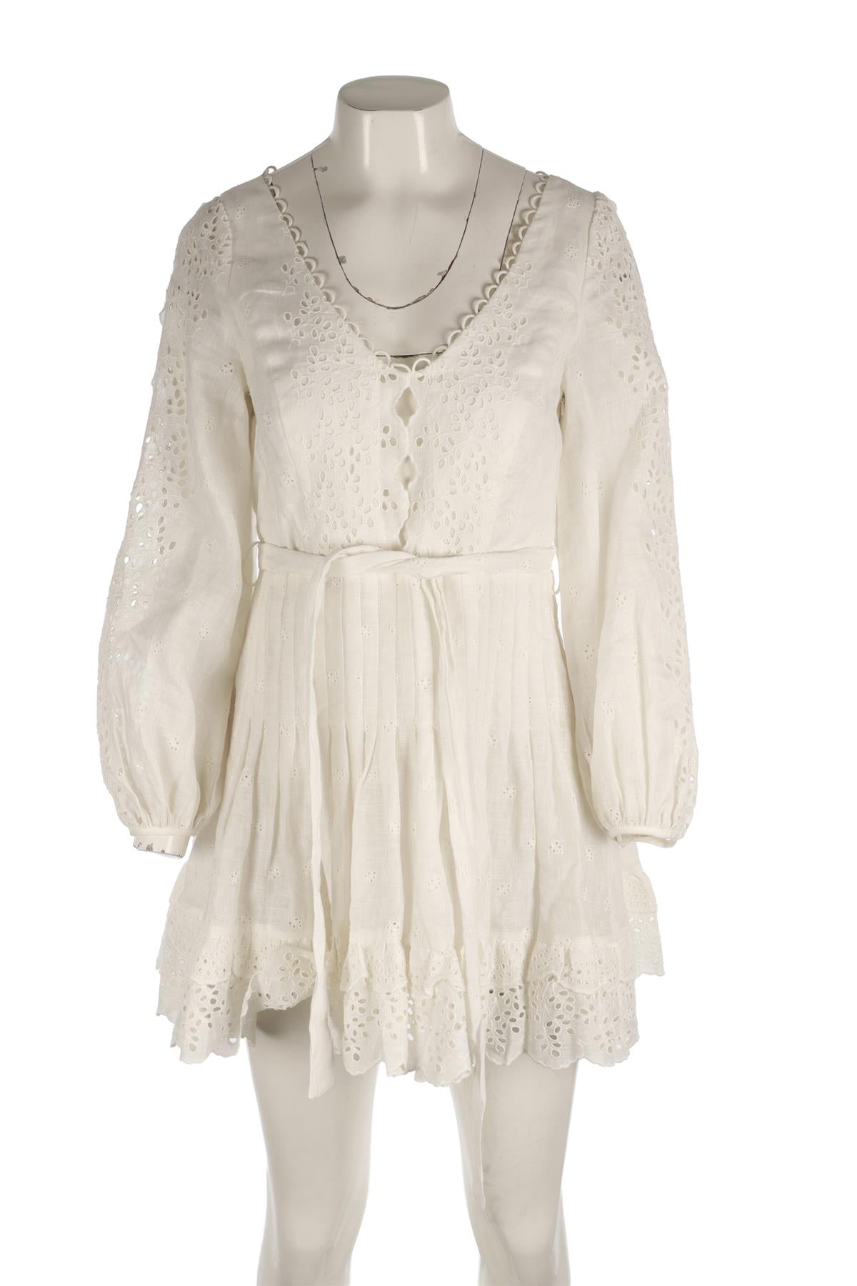 ZIMMERMANN IVORY LINEN MINI DRESS UK 12