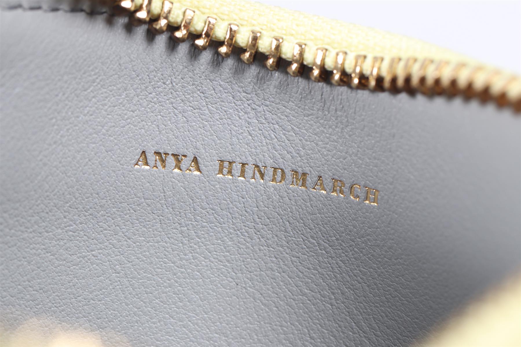 ANYA HINDMARCH YELLOW BANK OF ME LEATHER PURSE