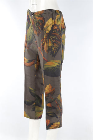 F.R.S FOR RESTLESS SLEEPERS GREEN SILK STRAIGHT LEG PANTS SMALL