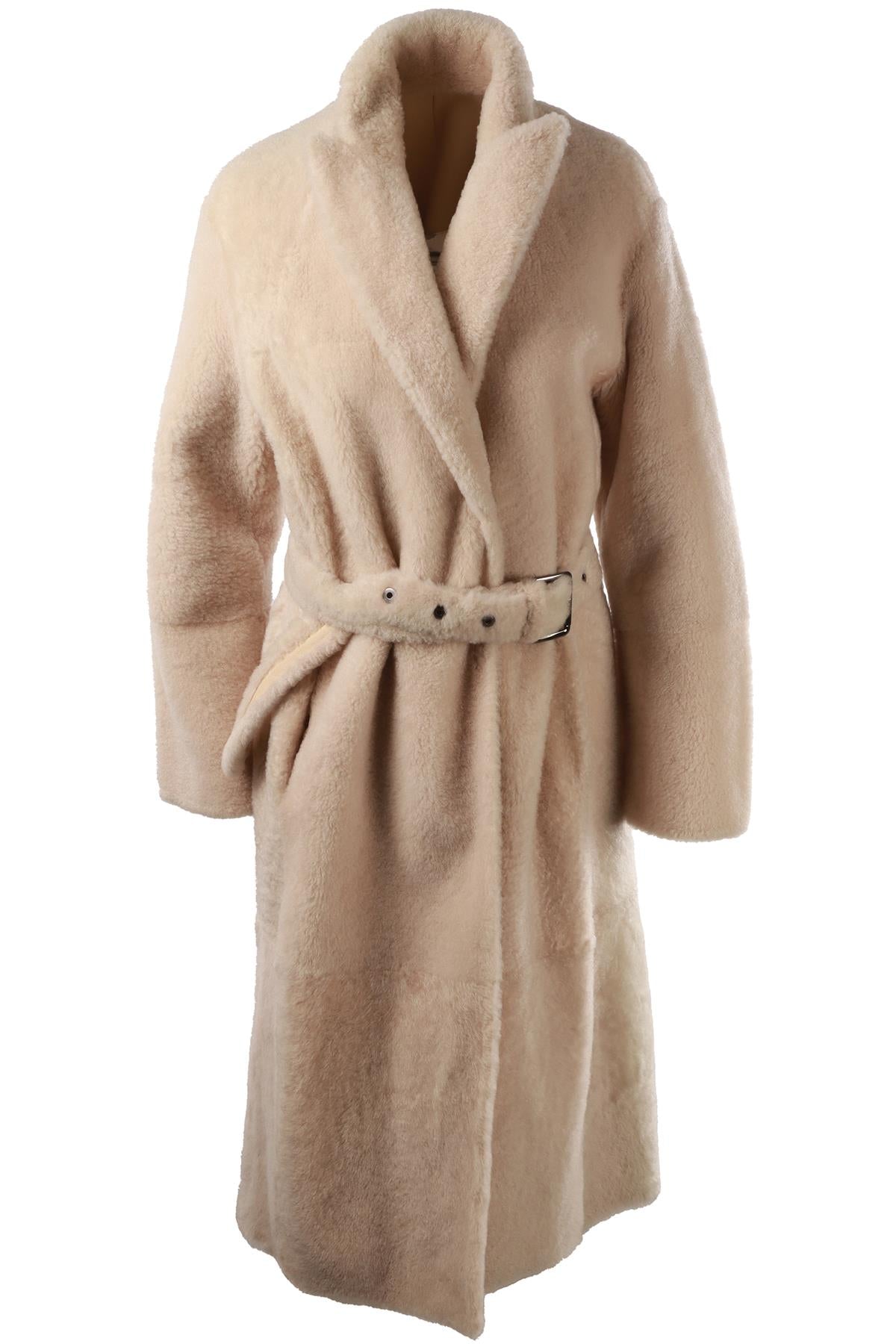 BEIGE SHEARLING AND LEATHER COAT