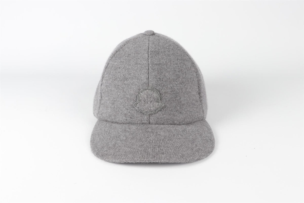 MONCLER GREY CASHMERE BASEBALL CAP ONE SIZE