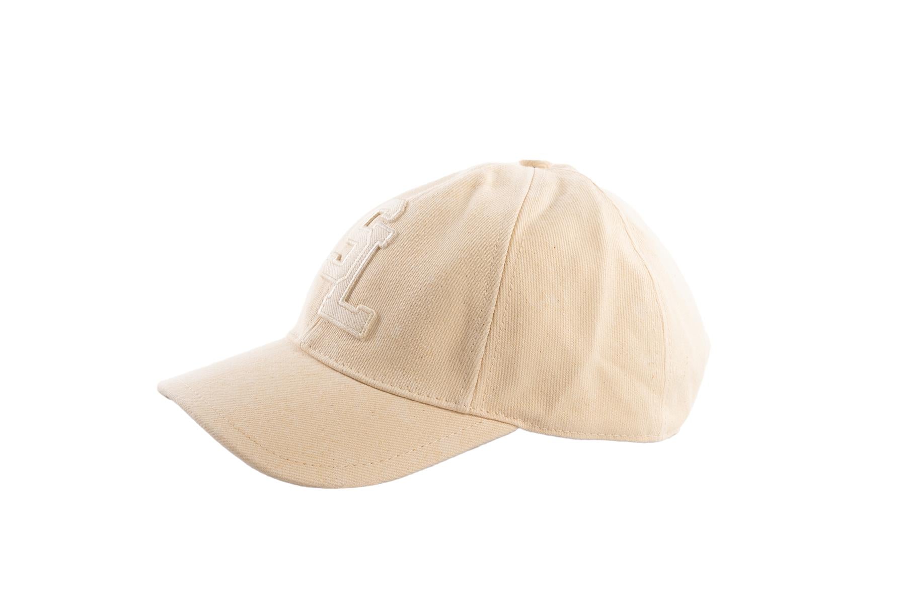 SAINT LAURENT CREAM COTTON BASEBELL CAP 57 CM