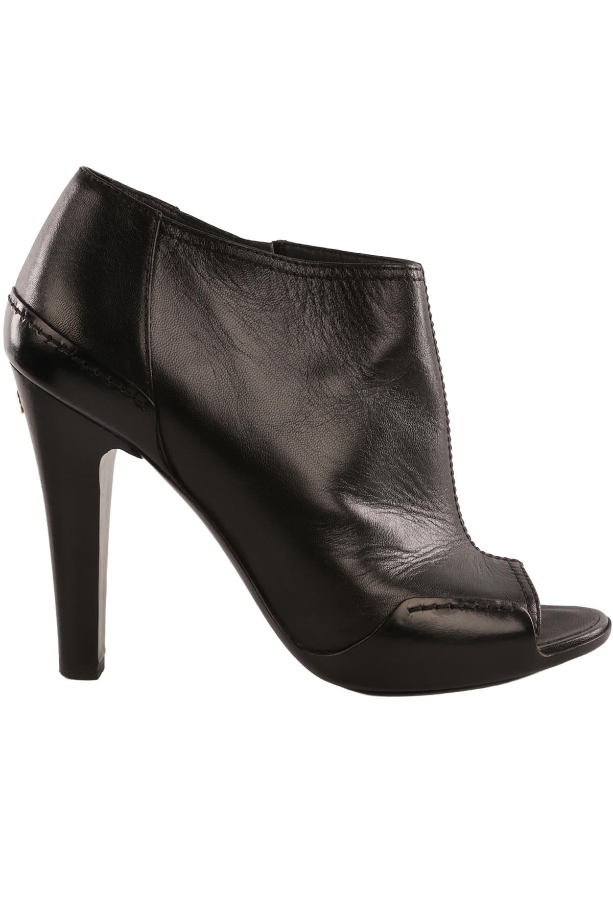 CHANEL BLACK 2014 LEATHER ANKLE BOOTS EU 37.5 UK 4.5 US 7.5