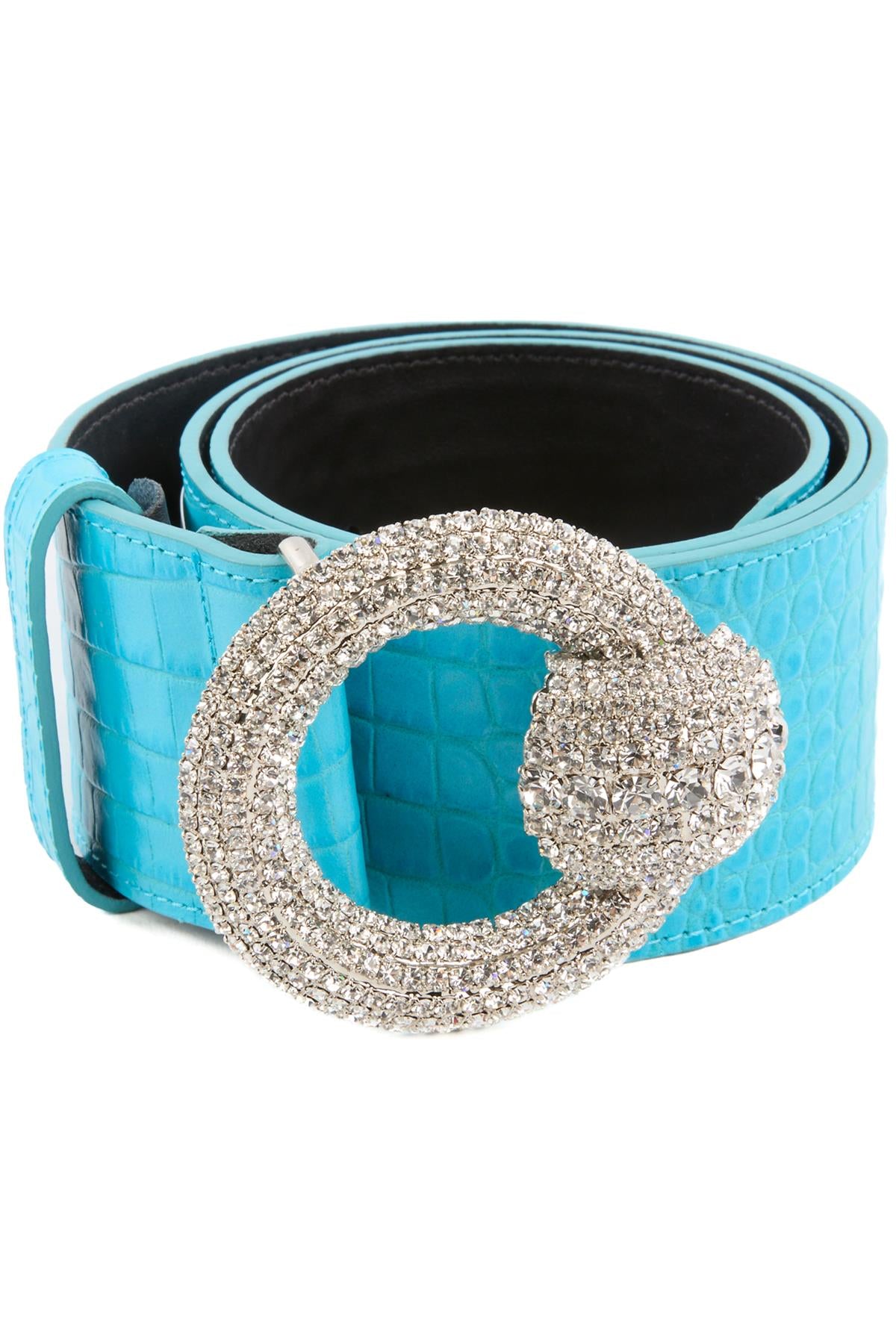 ALESSANDRA RICH BLUE LEATHER BELT MEDIUM