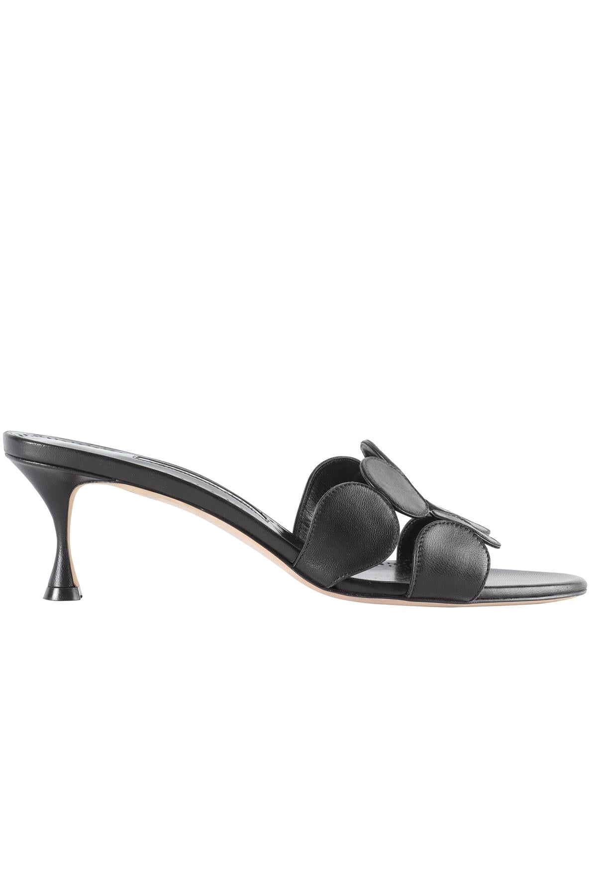 MANOLO BLAHNIK BLACK LEATHER SANDALS EU 40.5 UK 7.5 US 10.5