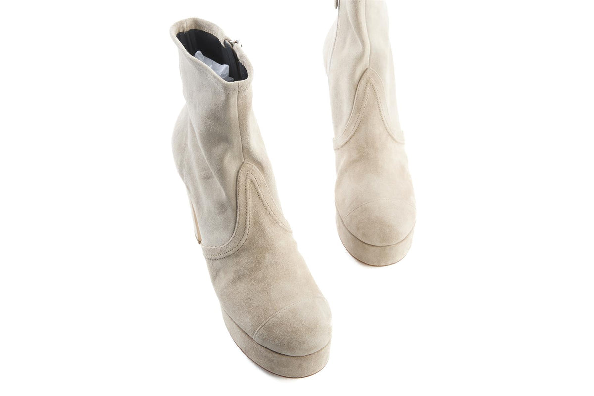 CHANEL GREY 2024 SUEDE PLATFORM ANKLE BOOTS EU 40 UK 7 US 10
