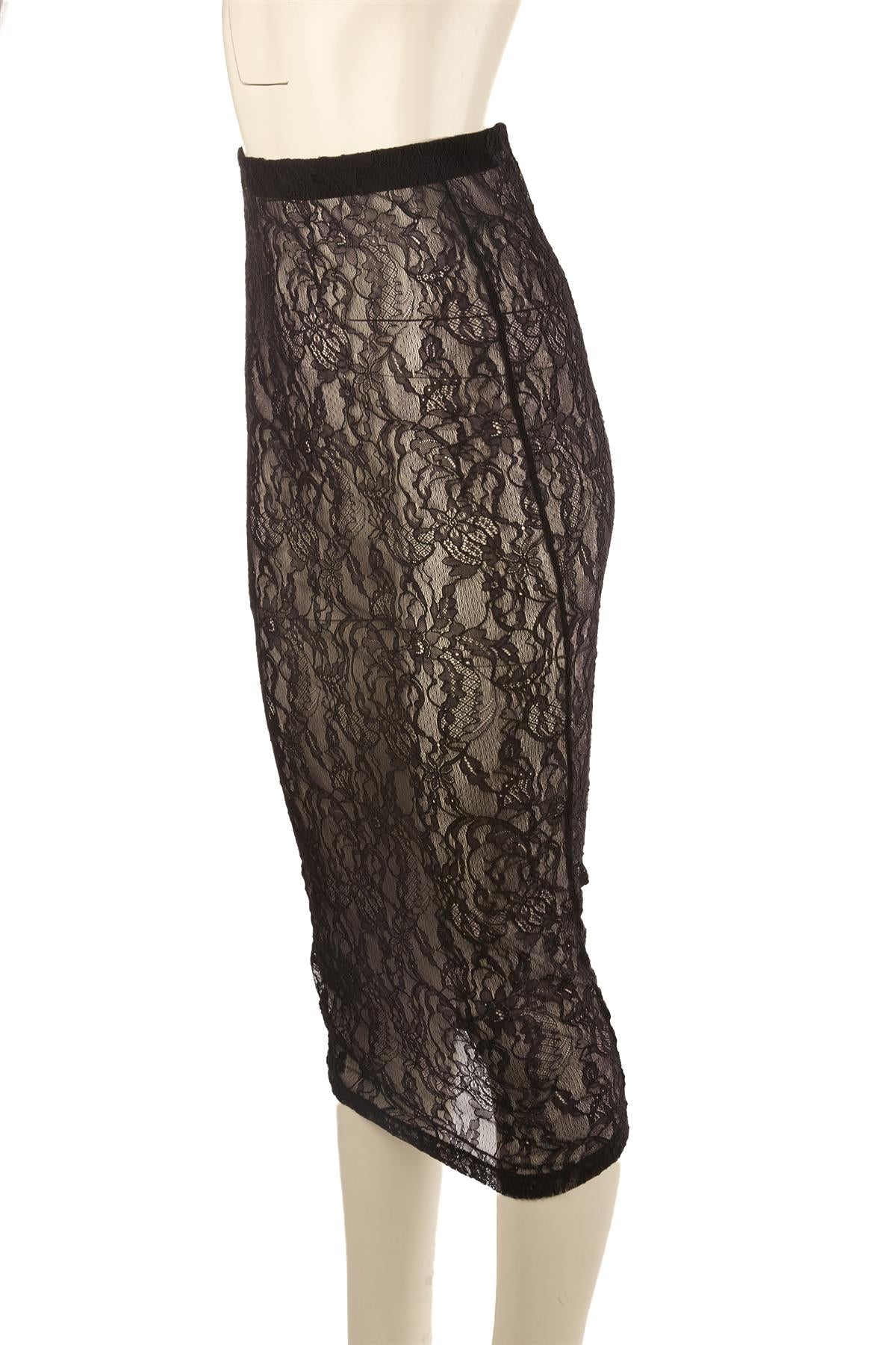 WARDROBE NYC BLACK LACE MIDI SKIRT XSMALL