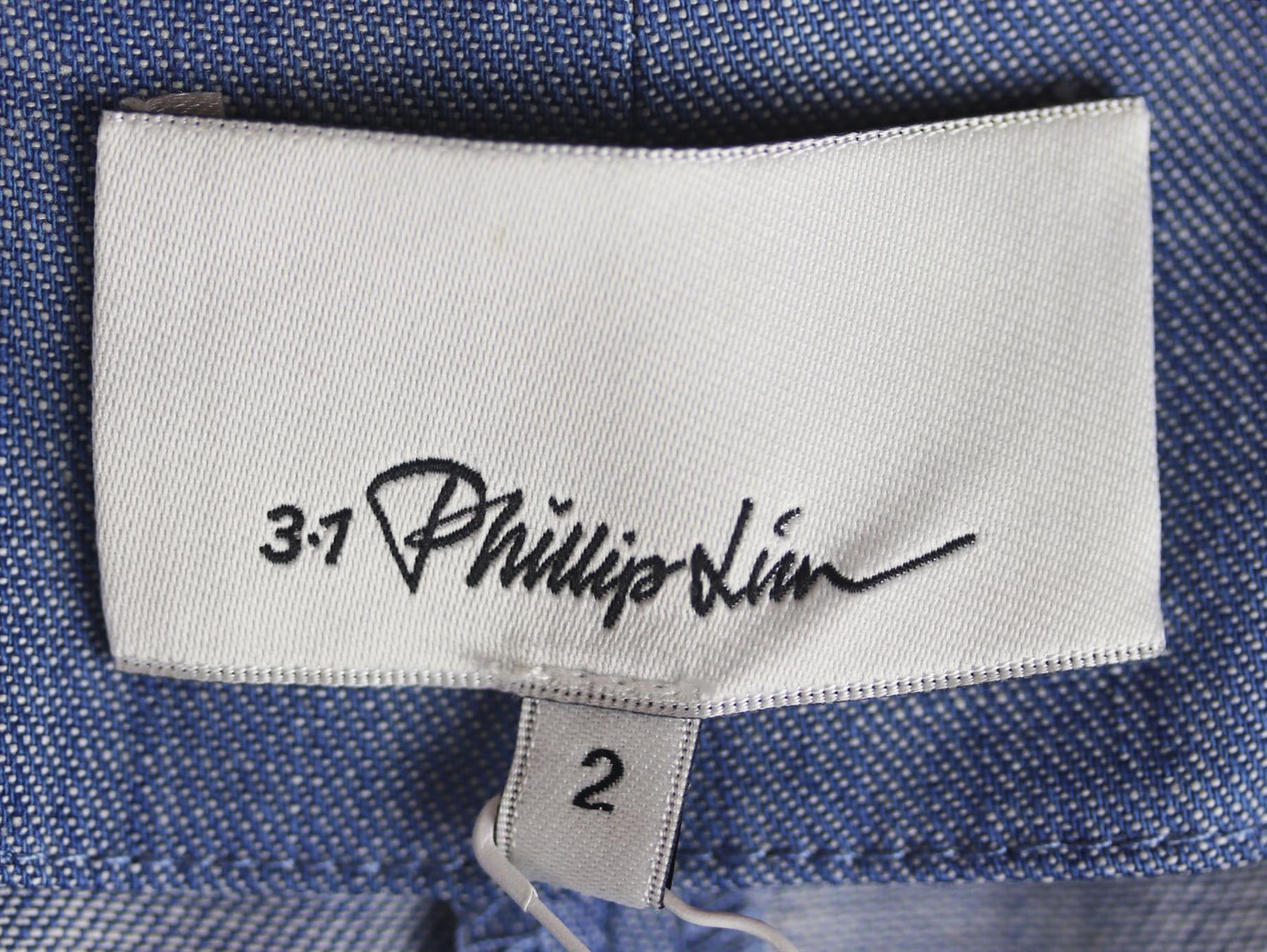 3.1 PHILLIP LIM TIE FRONT COTTON CHAMBRAY SHORTS US 2 UK 6