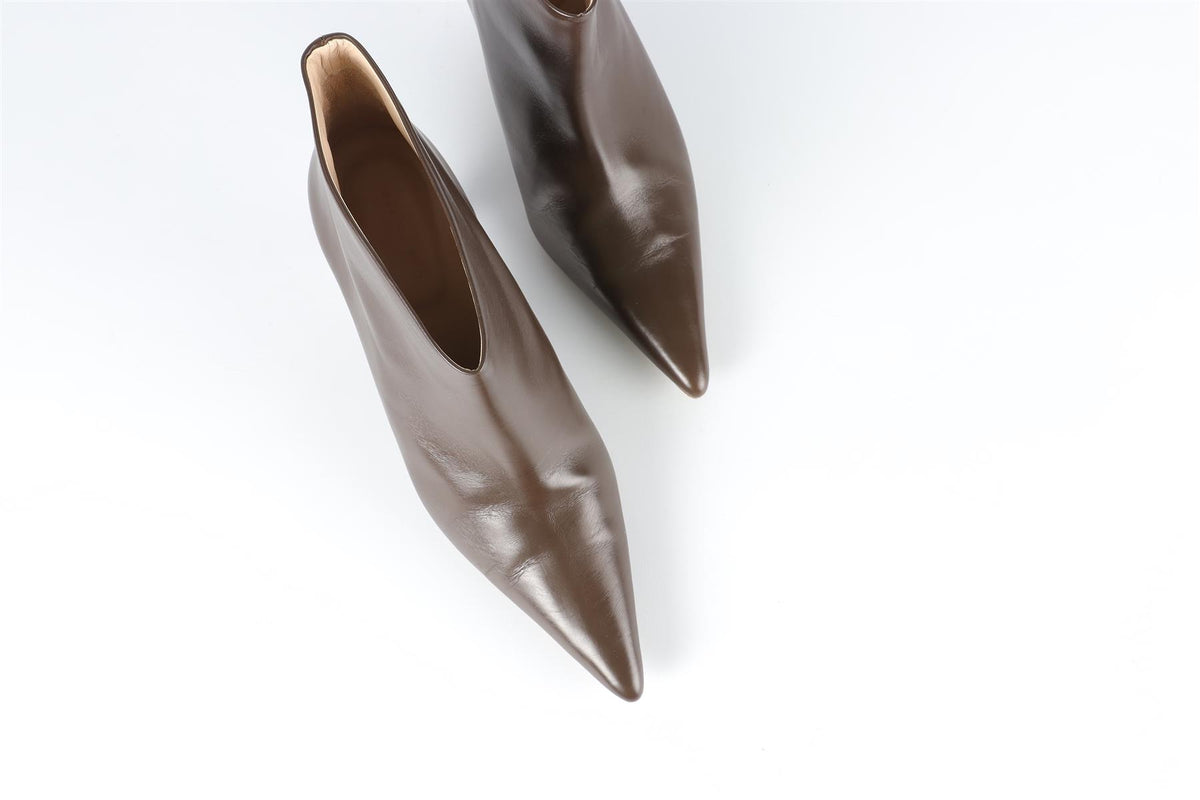 REJINA PYO BROWN LEATHER ANKLE BOOTS EU 38 UK 5 US 8