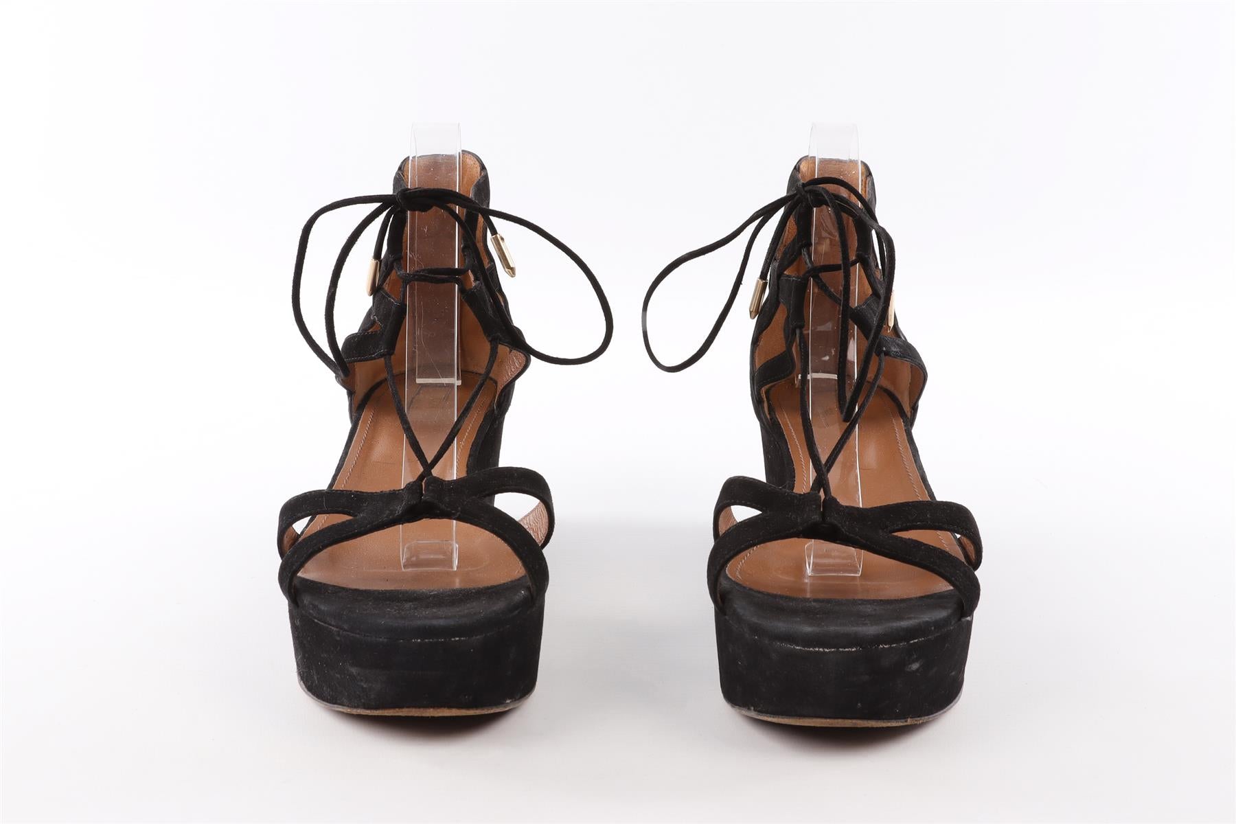 AQUAZURRA BLACK SUEDE WEDGE SANDALS EU 40.5 UK 7.5 US 10.5