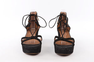 AQUAZURRA BLACK SUEDE WEDGE SANDALS EU 40.5 UK 7.5 US 10.5