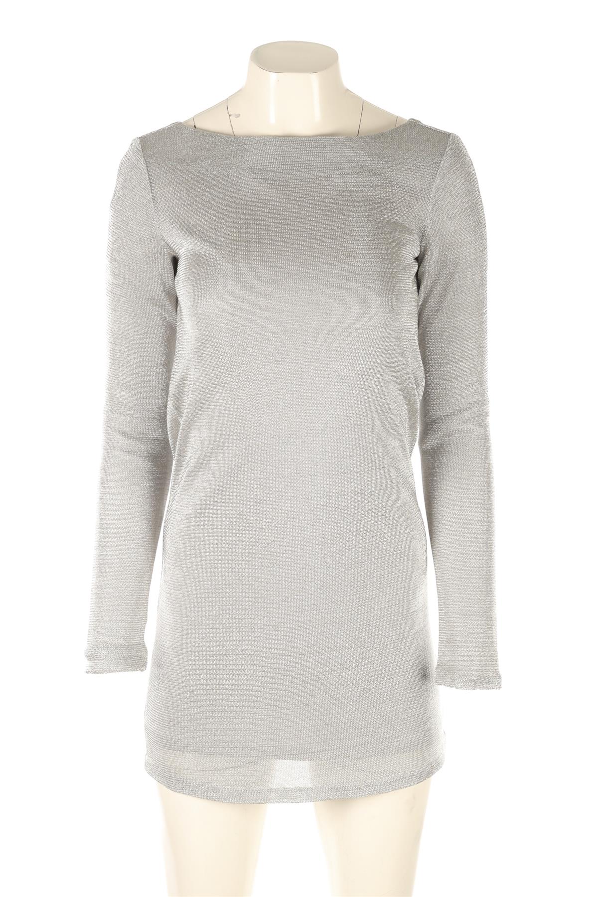 JAY AHR SILVER WOVEN MINI DRESS SMALL
