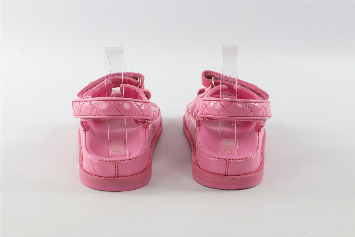 CHANEL PINK 2024 DAD QUILTED LEATHER SANDALS EU 38 UK 5 US 8