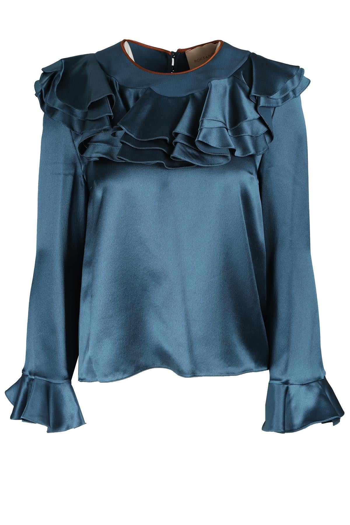 ROKSANDRA BLUE SILK TOP UK 10