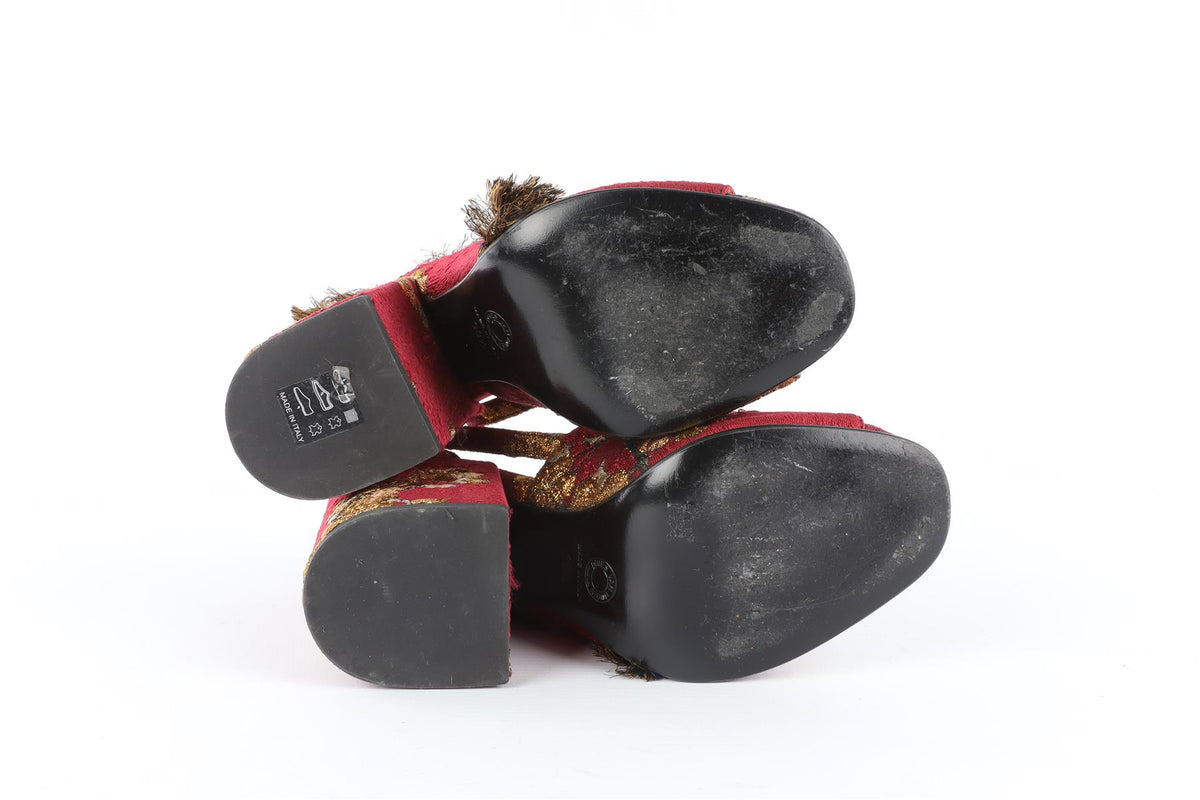 DRIES VAN NOTEN RED FABRIC SANDALS EU 38.5 UK 5.5 US 8.5