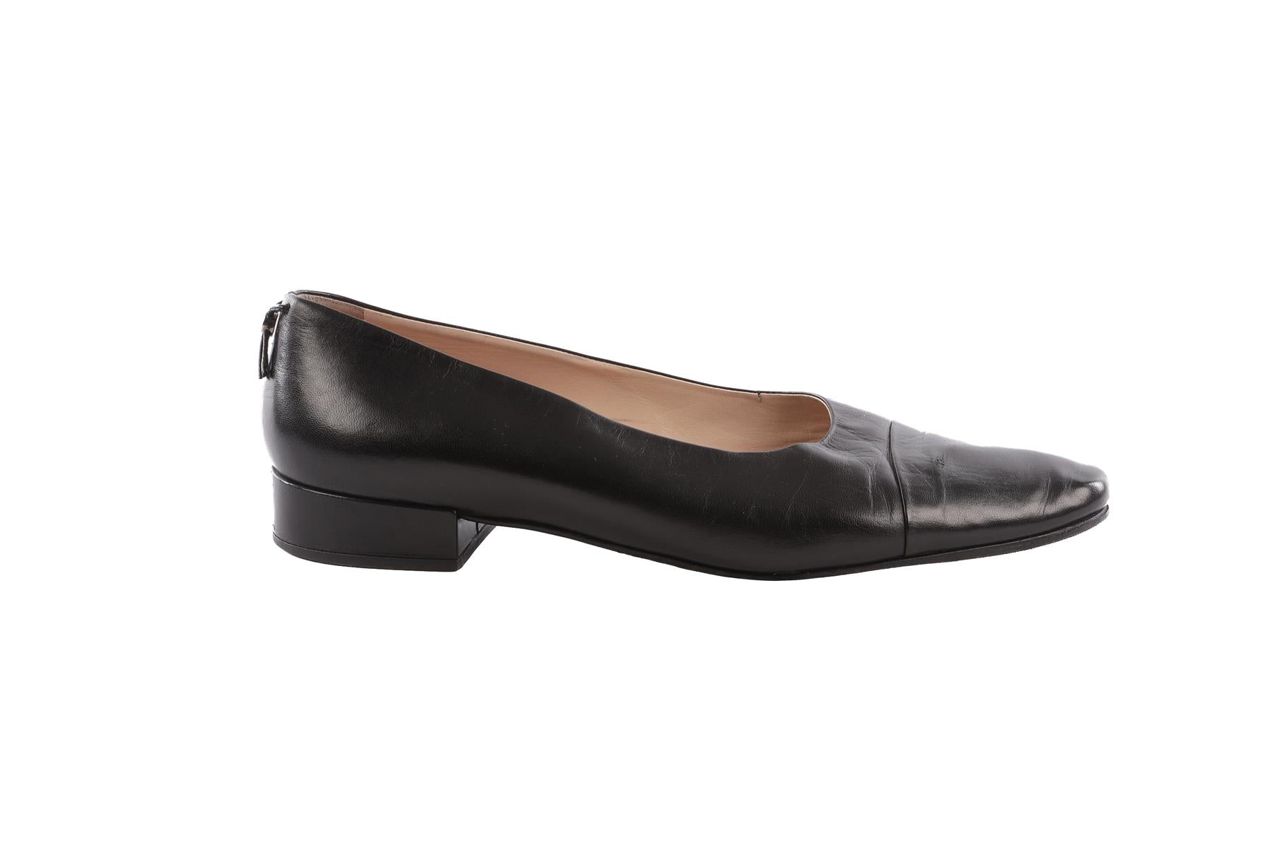 CHANEL BLACK VINTAGE LEATHER BALLET FLATS EU 39 UK 6 US 9