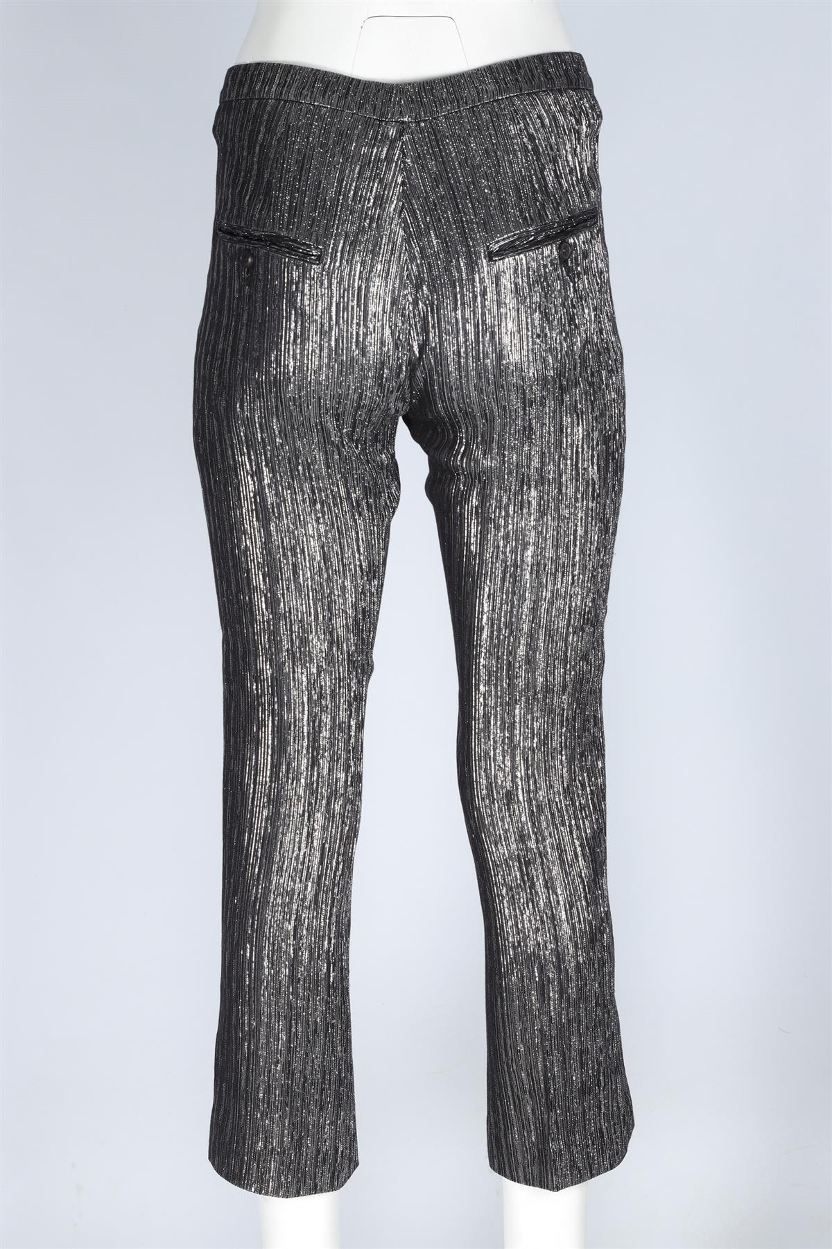 ISABEL MARANT SILVER LUREX STRAIGHT LEG PANTS FR 38 UK 10