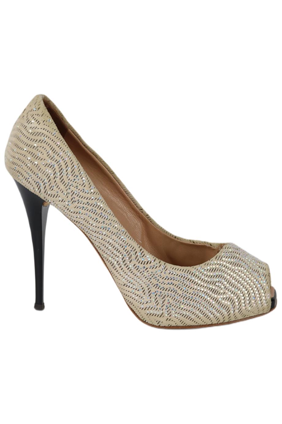 GIUSEPPE ZANOTTI CRYSTAL EMBELLISHED SUEDE PUMPS EU 37.5 UK 4.5 US 7.5