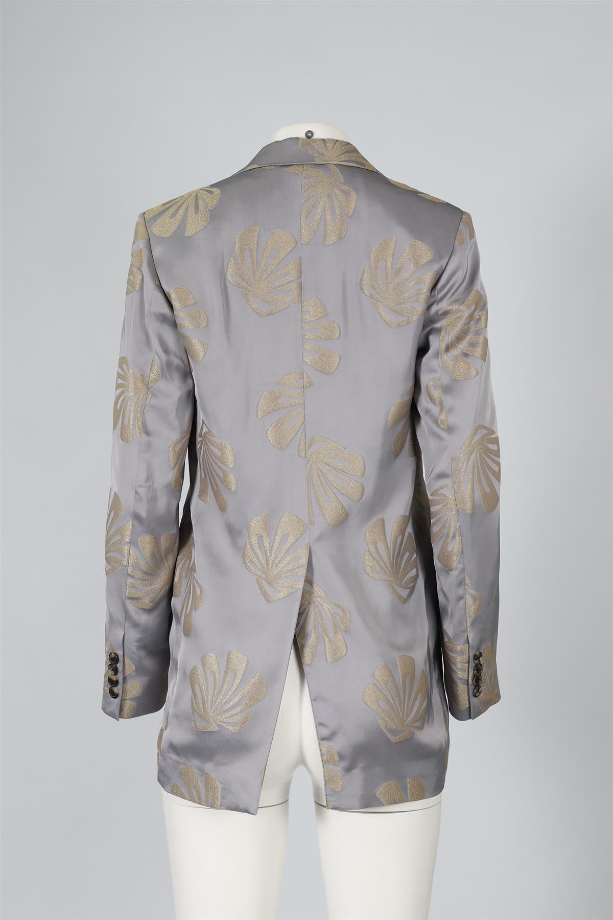 DRIES VAN NOTEN GREY SATIN BLAZER FR 34 UK 6