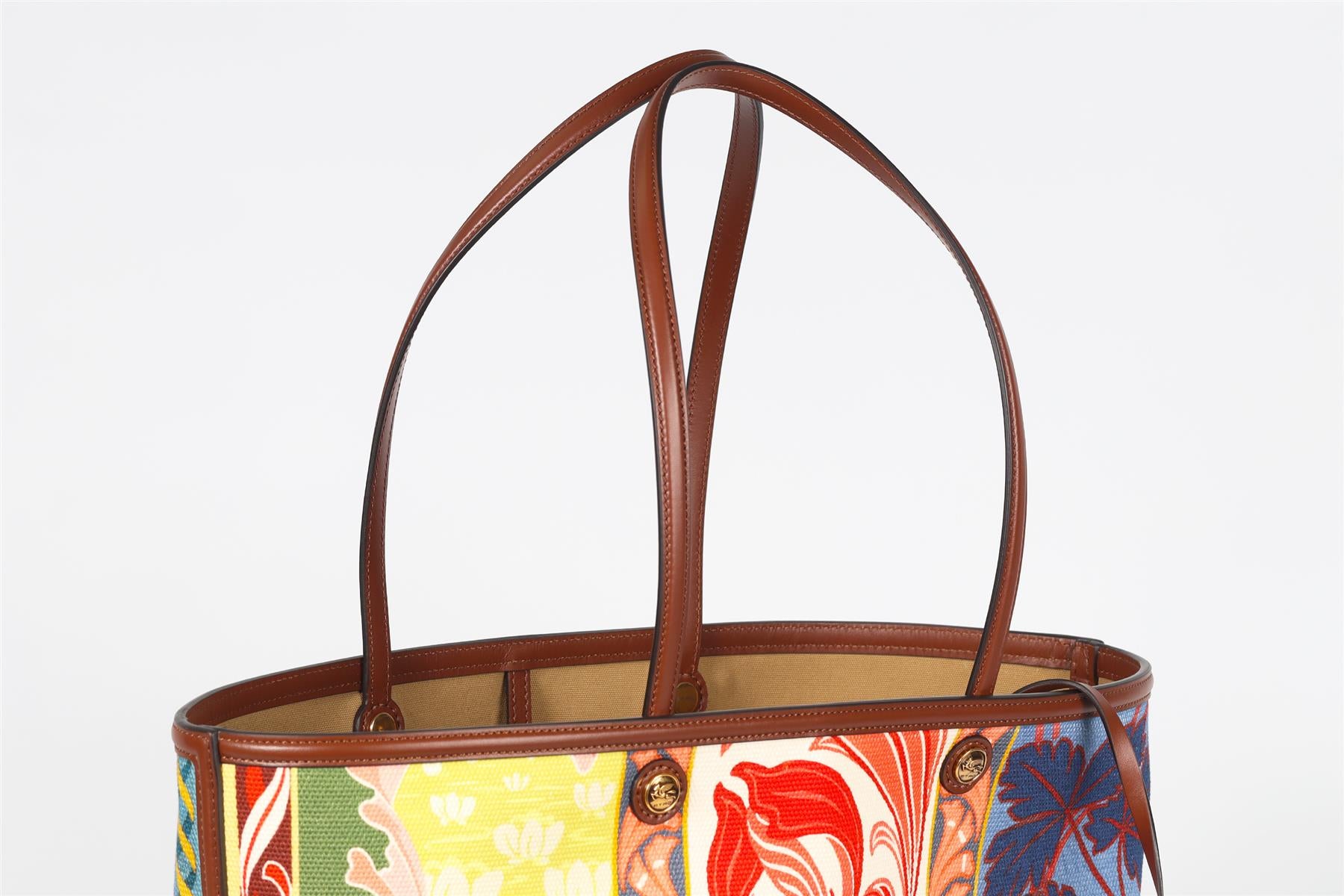 ETRO MULTICOLOURED COFFA LARGE CANVAS AND LEATHER TOTE BAG