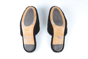 GUCCI BLACK EILEEN GG SHEARLING SLIPPERS EU 40 UK 7 US 10