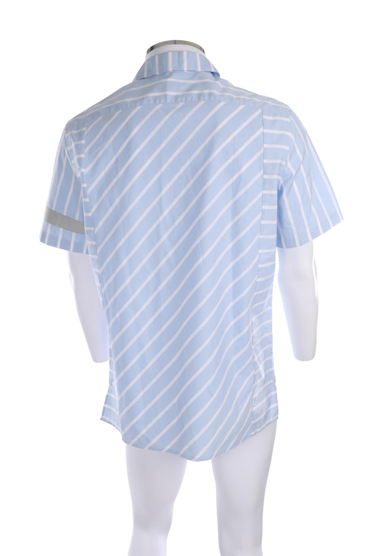LANVIN BLUE MEN'S COTTON SHIRT MEDIUM