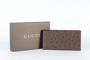 GUCCI BROWN OSTRICH LEATHER WALLET