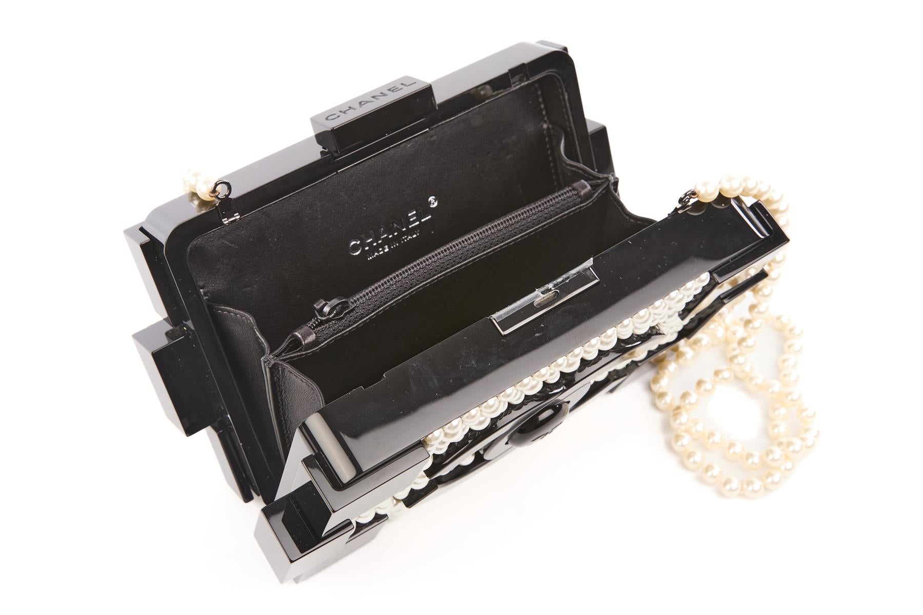 CHANEL BLACK 2014 BOY BRICK LEGO PEARL CLUTCH