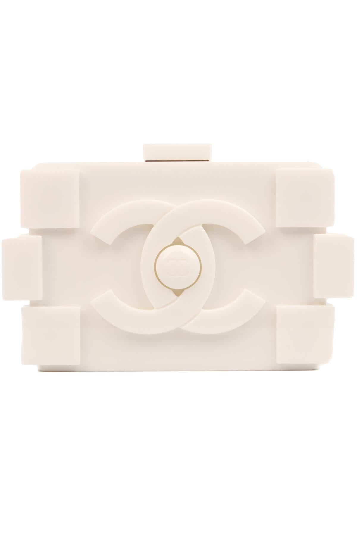 CHANEL WHITE 2014 BOY BRICK LEGO PLEXIGLASS CLUTCH