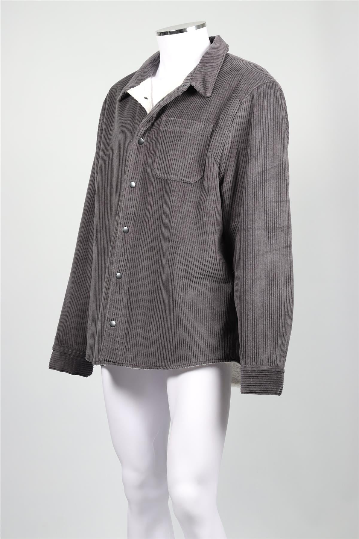 JAMES PERSE GREY MEN'S CORDUROY AND FLEECE JACKET XXLARGE