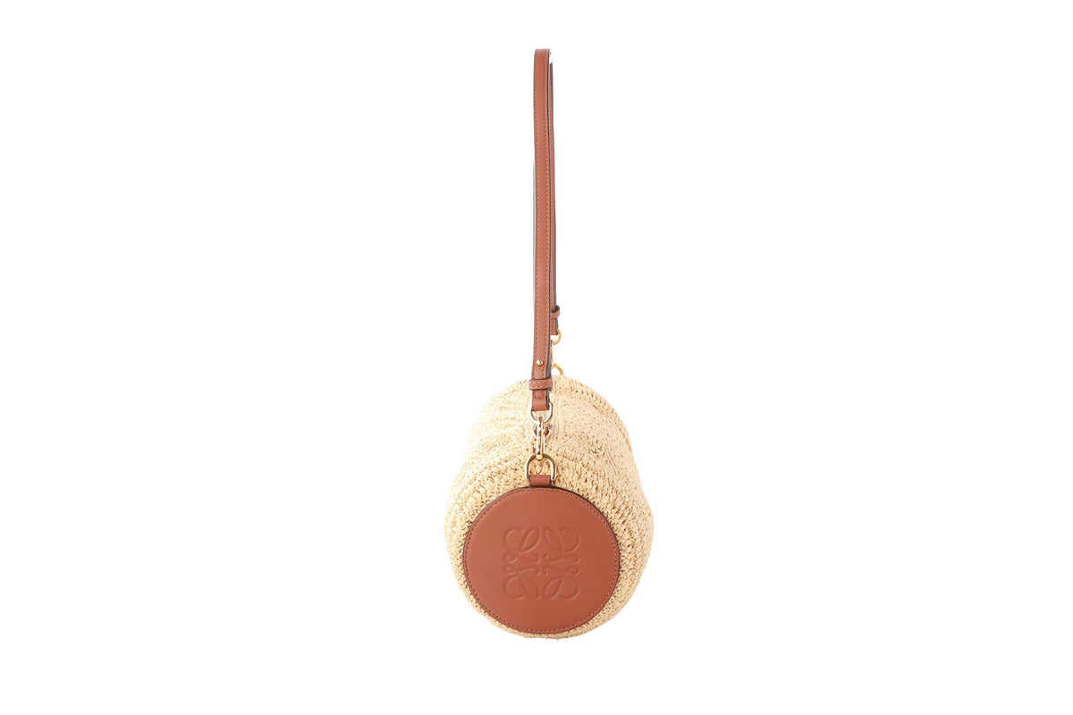 LOEWE + PAULA'S IBIZA BEIGE BRACELET RAFFIA SHOULDER BAG