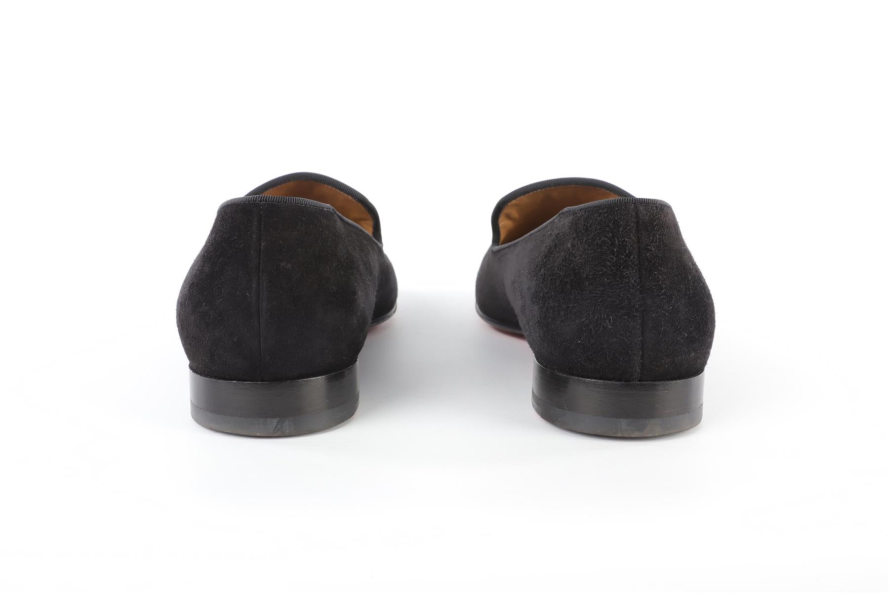 CHRISTIAN LOUBOUTIN BLACK MEN'S SUEDE LOAFERS EU 44 UK 10 US 11