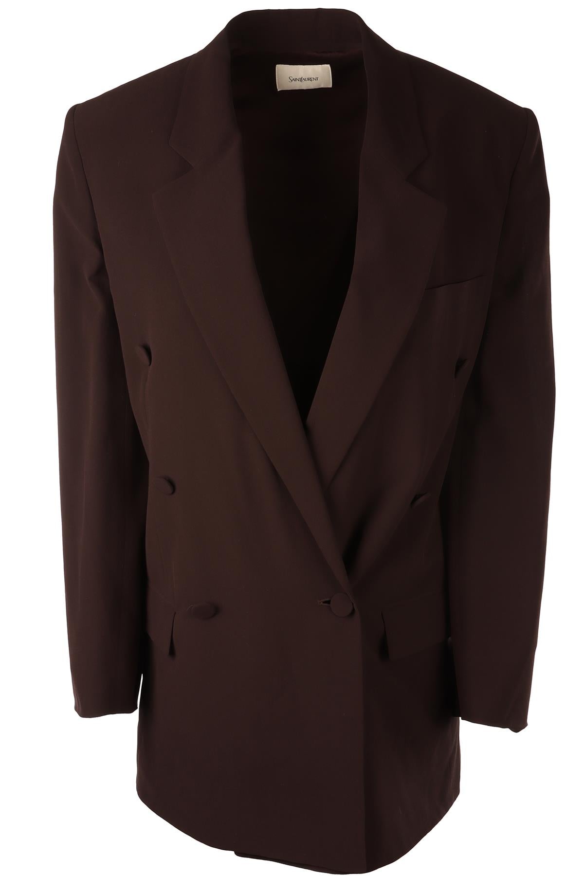 SAINT LAURENT BROWN SILK BLAZER FR 36 UK 8