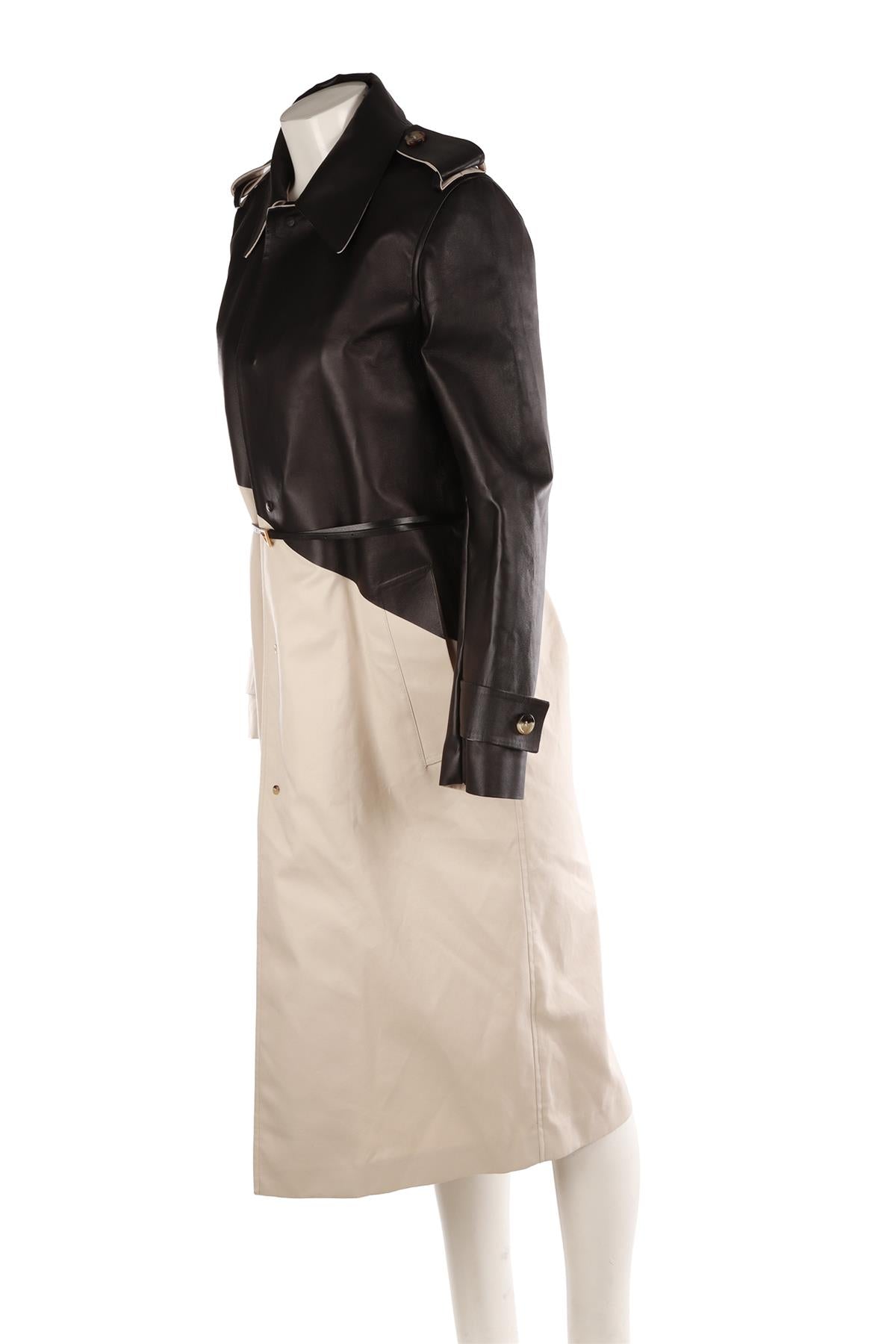BOTTEGA VENETA BLACK CANVAS AND LEATHER COAT IT 40 UK 8