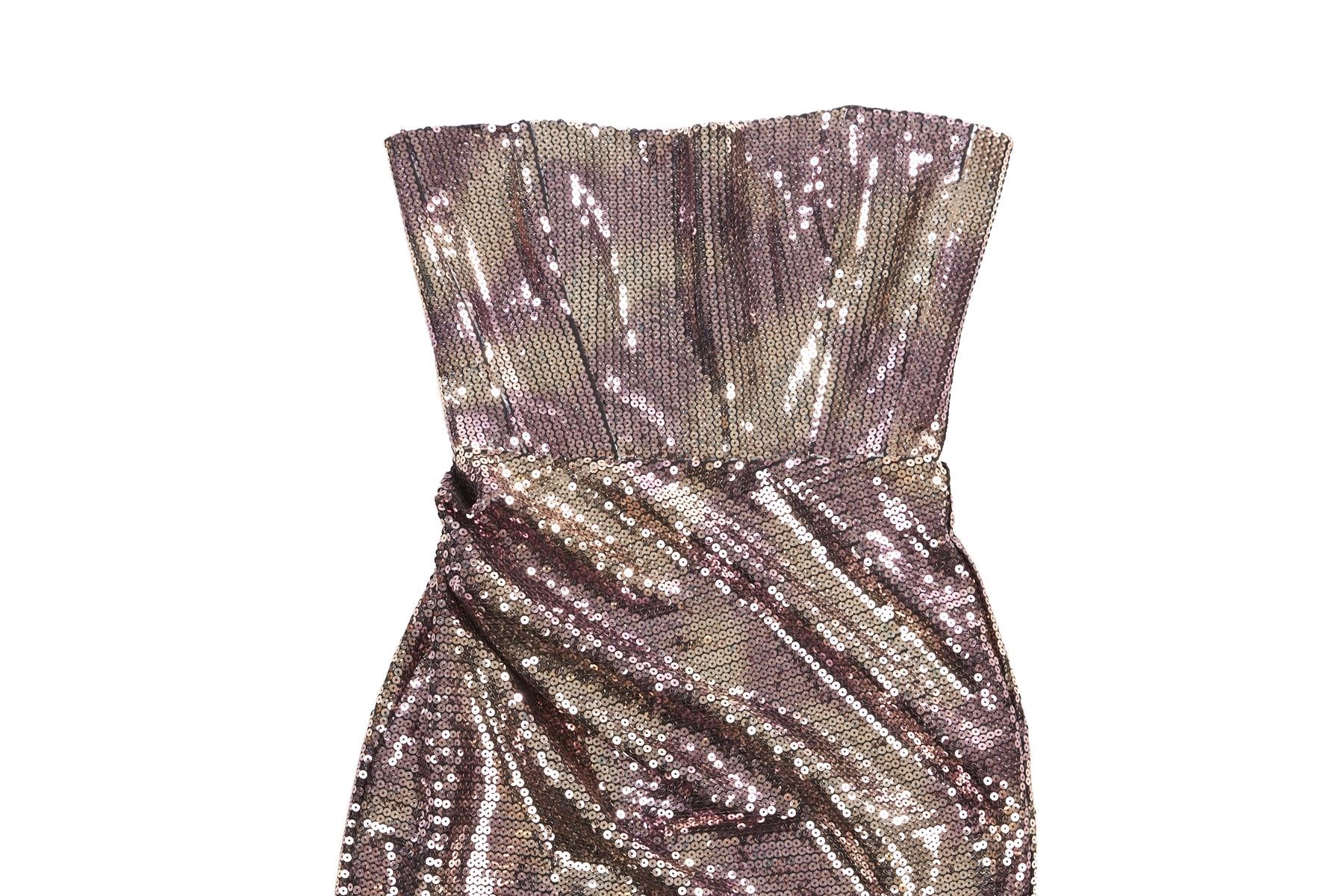 NEW ARRIVALS GOLD SEQUIN MINI DRESS FR 36 UK 8
