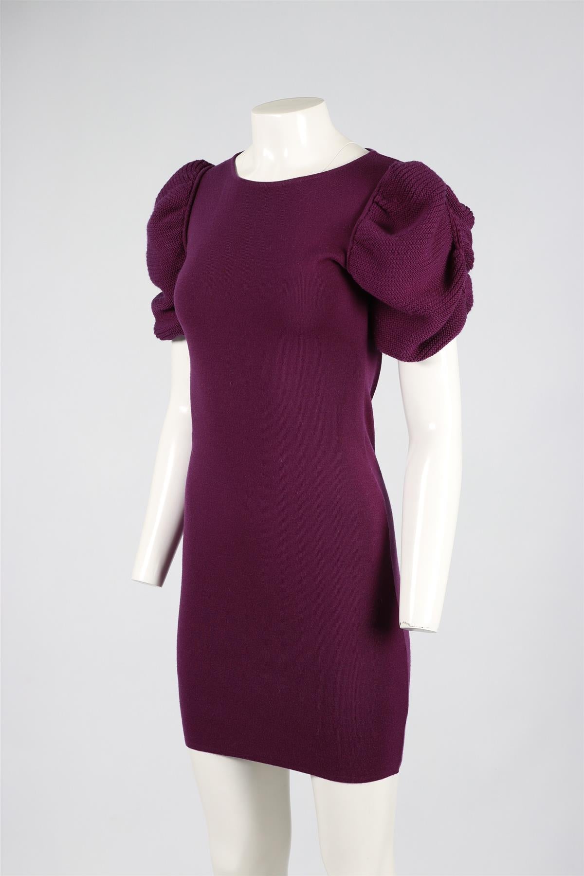 FENDI PURPLE WOOL MIDI DRESS IT 38 UK 8