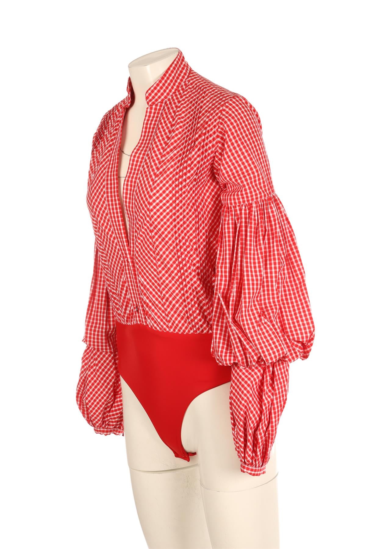 JOHANNA ORTIZ RED COTTON BODYSUIT US 0 UK 4